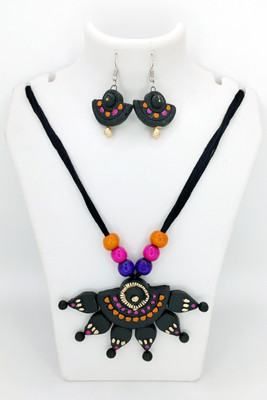 ADRIZA'S Terracotta Black, Orange, Gold Jewellery Set(Pack of 1)
