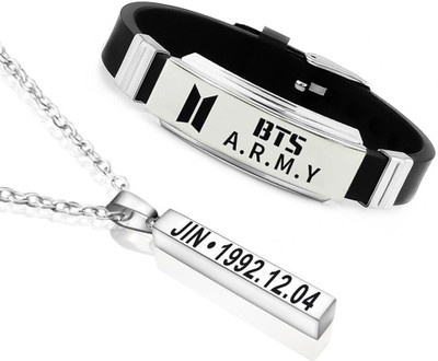 University Trendz Alloy, Stainless Steel Silver Silver, Black Jewellery Set(Pack of 1)