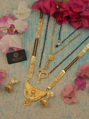 Sangria Brass Gold-plated Gold, Black Jewellery Set(Pack of 1)