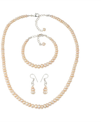 Pearlz Ocean Alloy Silver Orange, White Jewellery Set(Pack of 1)