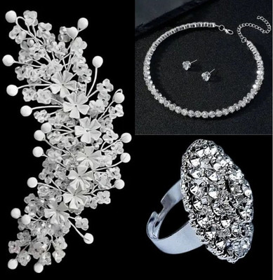 Mmu Fashion Alloy Silver Silver Jewellery Set(Pack of 3)