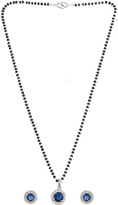 CHOPDA BUSSINESS HUB Brass Silver Blue Jewellery Set(Pack of 3)