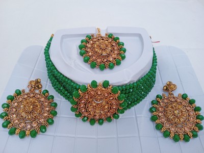 Manavkreation Alloy Green Jewellery Set(Pack of 1)