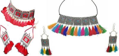 JMBW INTERNATIONAL Alloy Black, Silver, Red, Multicolor Jewellery Set(Pack of 2)