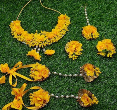 prime shopy Fabric Yellow Jewellery Set(Pack of 1)