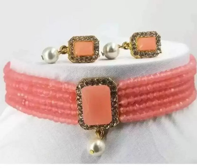 CATALYST Alloy Gold-plated Pink Jewellery Set(Pack of 1)