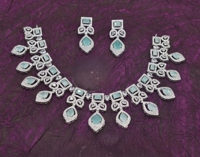 gvg Alloy Rhodium Green Jewellery Set(Pack of 2)