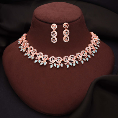 Dressberry Brass Gold-plated Rose Gold, White, Blue Jewellery Set(Pack of 1)