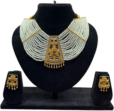 RNJewels Alloy White, Gold Jewellery Set(Pack of 1)