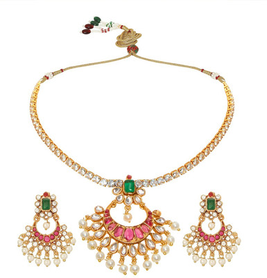 fabula Alloy Gold-plated Gold, Red, Green Jewellery Set(Pack of 2)