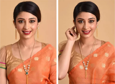 Ronak Jewels Alloy Gold-plated Green, White Jewellery Set(Pack of 2)