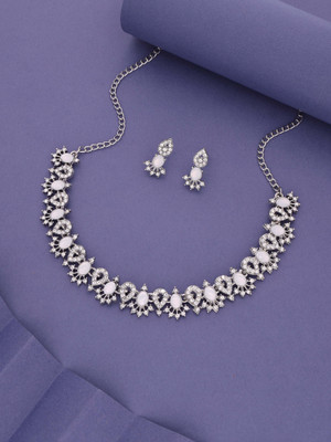 Sangria Brass Gold-plated Silver, White Jewellery Set(Pack of 1)