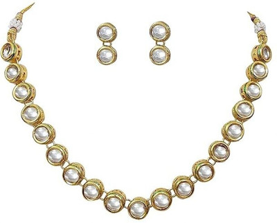 V.V. Sons Brass, Copper Gold-plated Gold, White Jewellery Set(Pack of 1)