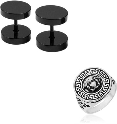 house of common Alloy Sterling Silver, Titanium Silver, Black Jewellery Set(Pack of 3)