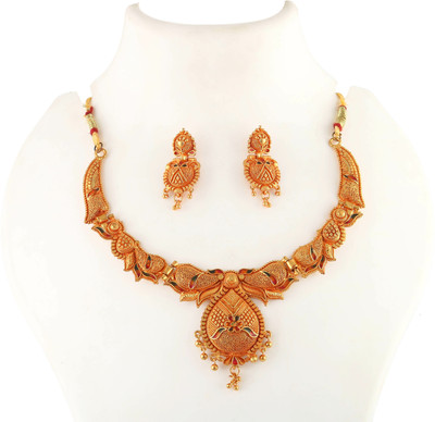 Jewar Mandi Brass Gold-plated White, Gold Jewellery Set(Pack of 1)