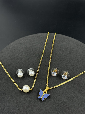 BOGHRA SALES Copper, Alloy Gold-plated, Silver Blue, Gold, White Jewellery Set(Pack of 1)