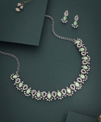 brado jewellery Brass Gold-plated Silver, White, Green Jewellery Set(Pack of 1)