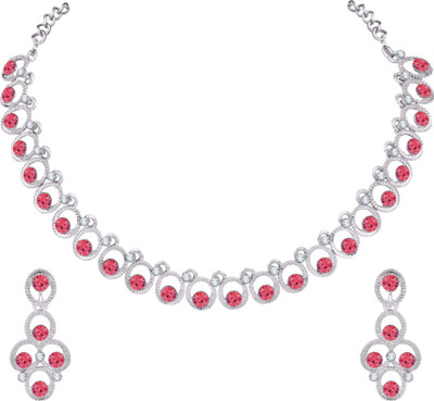 Atasi International Alloy Rhodium Silver, Pink Jewellery Set(Pack of 1)