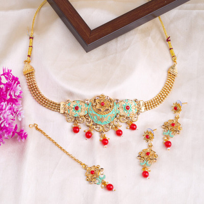 SS IMITATION JEWELLERY Alloy Gold-plated Red Jewellery Set(Pack of 3)