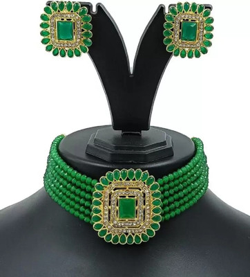 catalyst venture Alloy Gold-plated Green Jewellery Set(Pack of 1)