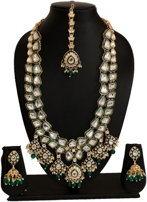 Sukhigold Alloy Gold-plated Green, White, Gold Jewellery Set(Pack of 1)