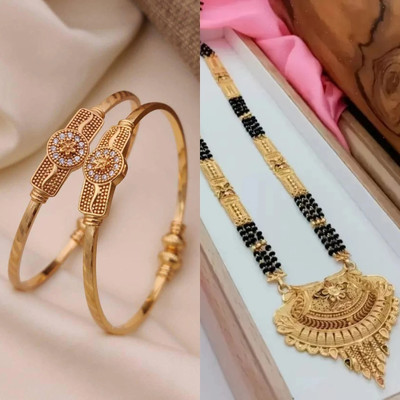 Sangria Brass Gold-plated Gold, Black Jewellery Set(Pack of 2)