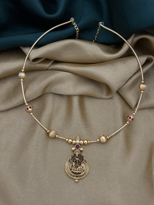 YIMBLI Traditional Wedding Wear Necklace/Jewellery Set For Women and Girls Gold-plated Plated Brass Necklace Set