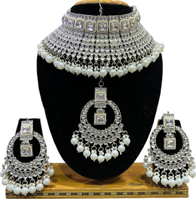 Tulsi Art Jewels Alloy Gold-plated White Jewellery Set(Pack of 3)
