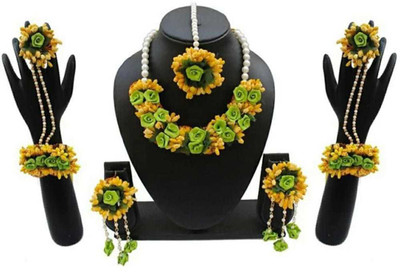 BHAVYUR ART & CRAFT Fabric Green Jewellery Set(Pack of 1)