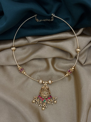 Influtive Traditional Wedding Wear Necklace/Jewellery Set For Women and Girls Cubic Zirconia Gold-plated Plated Brass Necklace Set