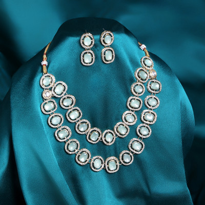 mahi Alloy Gold-plated Green Jewellery Set(Pack of 1)