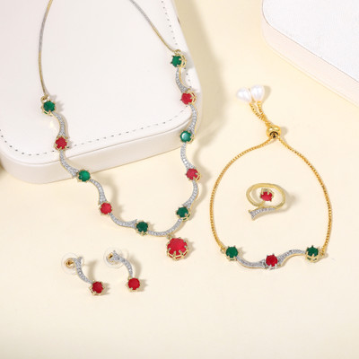 GehenabyEstele Alloy Gold-plated Multicolor Jewellery Set(Pack of 4)