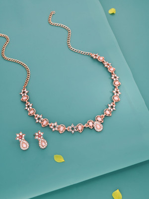 Sangria Brass Gold-plated Rose Gold, Pink Jewellery Set(Pack of 1)