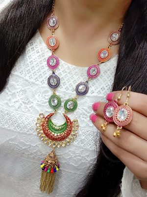 Bhagya Lakshmi Alloy Silver Multicolor Jewellery Set(Pack of 1)