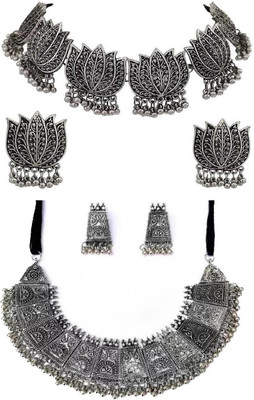 Ruhi Oxidised Silver Silver, Black Jewellery Set(Pack of 1)