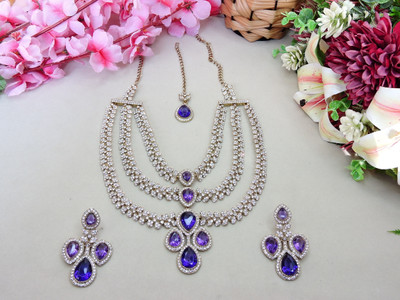 VATSALYA creation Alloy Gold-plated Blue, Silver Jewellery Set(Pack of 1)