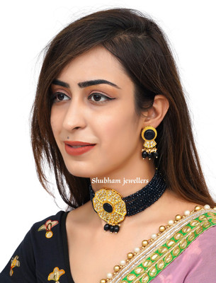 SHUBHAM JEWELLERS Alloy Gold-plated Blue Jewellery Set(Pack of 1)