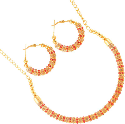 Bhagya Lakshmi Alloy Gold-plated Red Jewellery Set(Pack of 1)