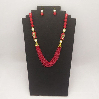HIBAA Alloy Red Jewellery Set(Pack of 1)