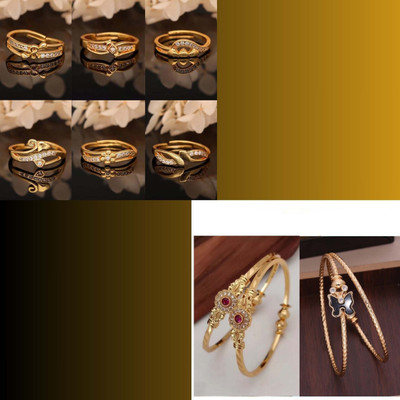 brado jewellery Brass Gold-plated Multicolor, Maroon Jewellery Set(Pack of 8)