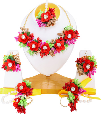 TheQueenVibes Fabric Red, Green Jewellery Set(Pack of 1)