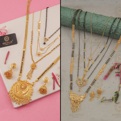 Divastri Brass Gold-plated Gold, Black Jewellery Set(Pack of 2)