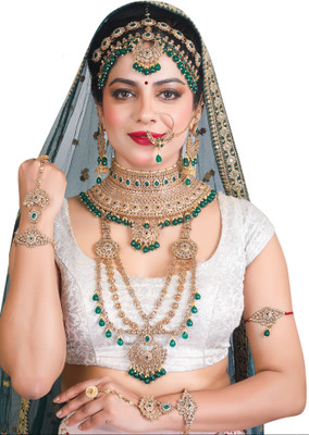 KK IMMITATION Alloy Gold-plated Green Jewellery Set(Pack of 10)