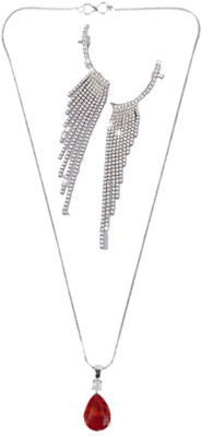 SKG Fashions Stone Red, Silver Jewellery Set(Pack of 1)