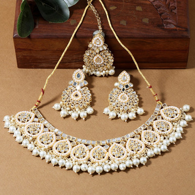 ANOUK Brass Gold-plated White Jewellery Set(Pack of 4)