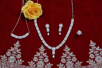 Admiring Brass Silver Jewellery Set(Pack of 3)