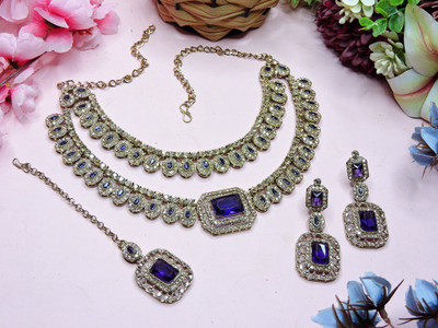 VATSALYA creation Alloy Gold-plated Blue Jewellery Set(Pack of 1)