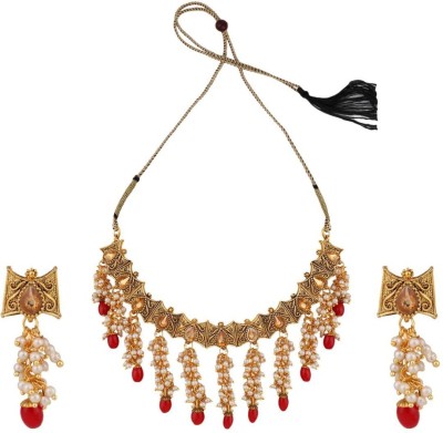 Angel In You Brass Gold-plated Red Jewellery Set(Pack of 1)