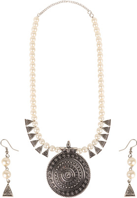 ShopMore Oxidised Silver White Jewellery Set(Pack of 1)