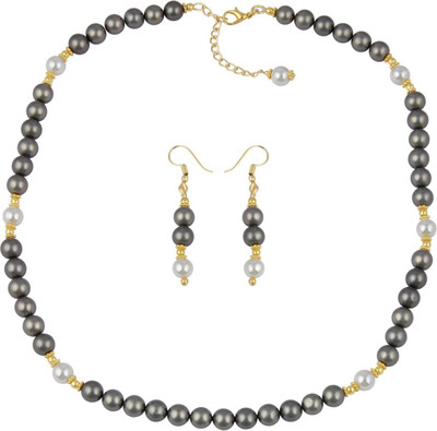 Pearlz Ocean Alloy Gold-plated White, Grey Jewellery Set(Pack of 1)